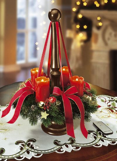 Adventskrans med träställ och LED äkta vaxljus 