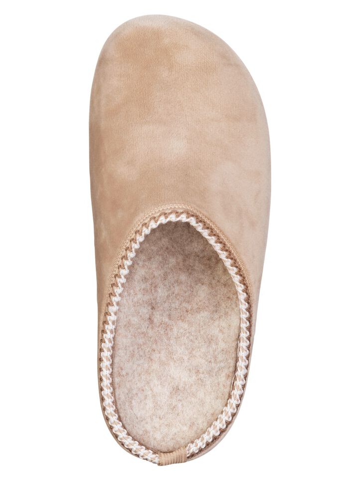 Laurina, klassiska damtofflor, bredd G, med m&ouml;nstrad kant BEIGE