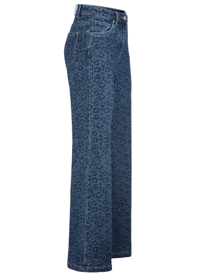 Jeans i trendigt leopardm&ouml;nster 