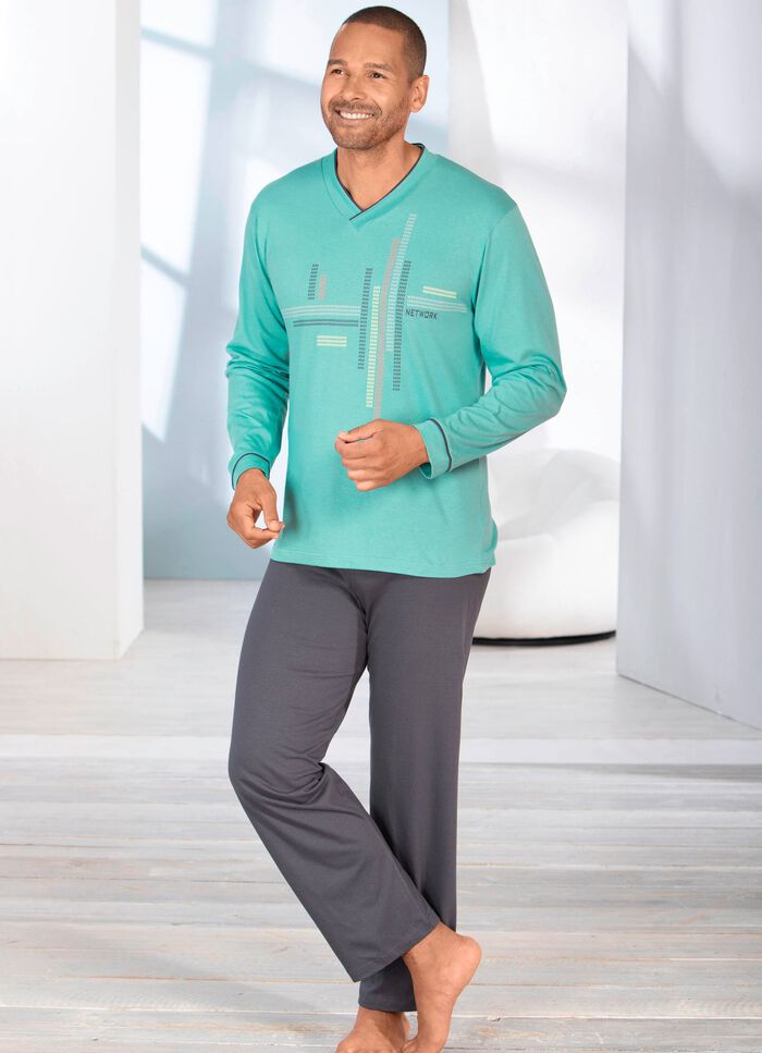 Pyjamas med V-ringning och &ouml;ppna toppar 