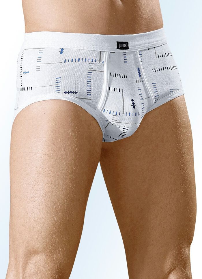 Finribbade kalsoner i fyrpack med gylf, m&ouml;nstrade 