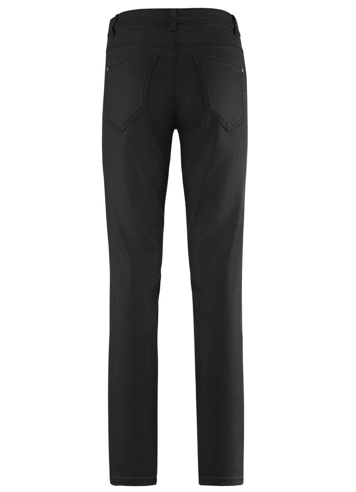 Byxor i trendig l&auml;derlook SVART