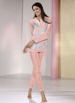 Pyjamas, långärmad med knappslå APRIKOS FÄRGRIK