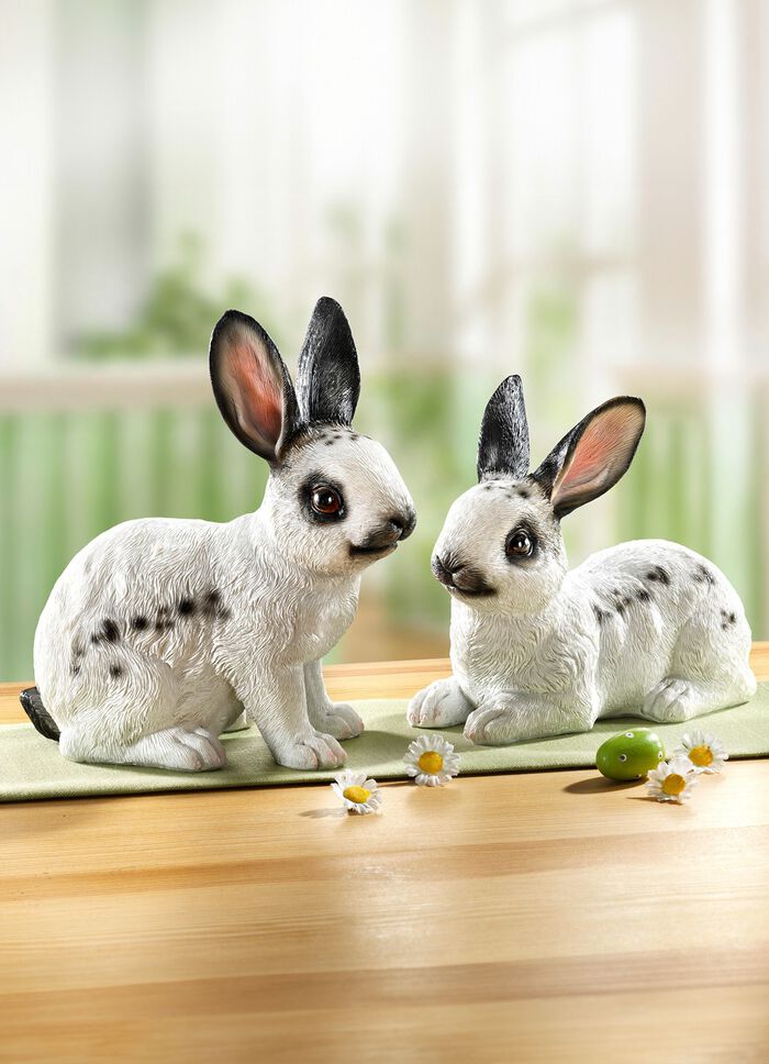 Polyresin kaniner, set om 2 