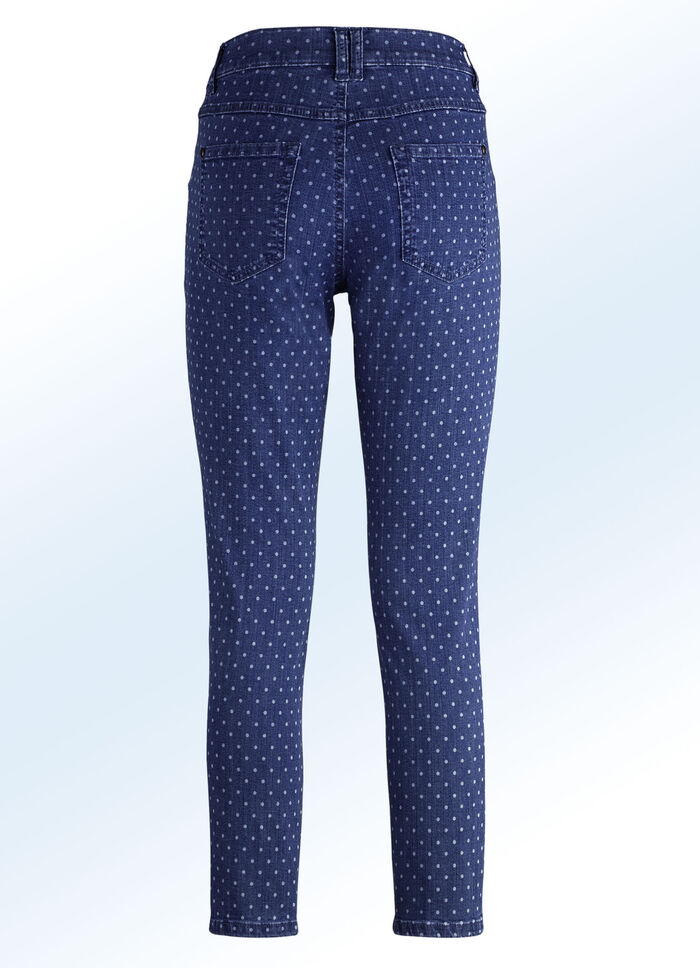 Jeans med trendig prickdesign M&Ouml;RKBL&Aring;