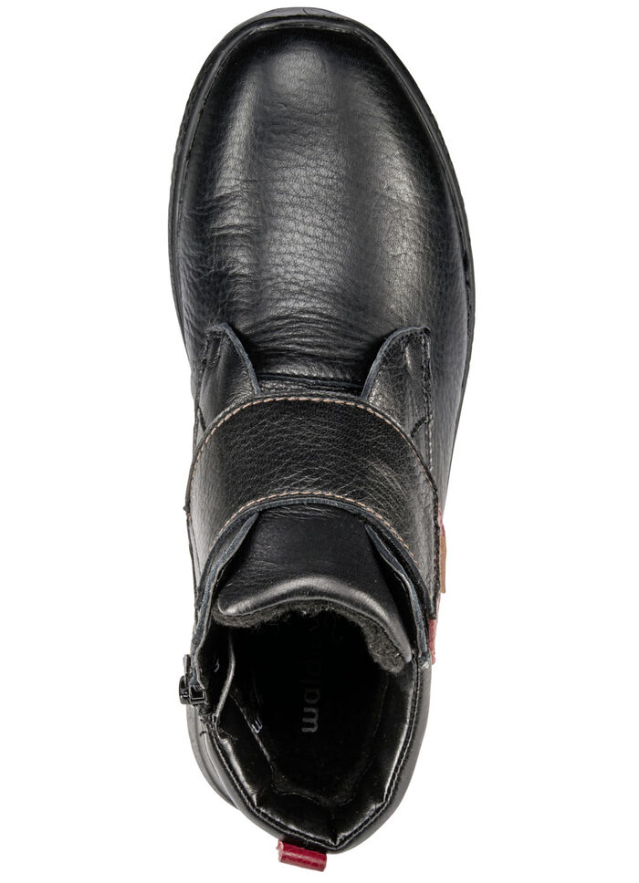 Waldläufer, bekväma damstövlar, bredd H, med uttagbar fotbädd SVART RÖD