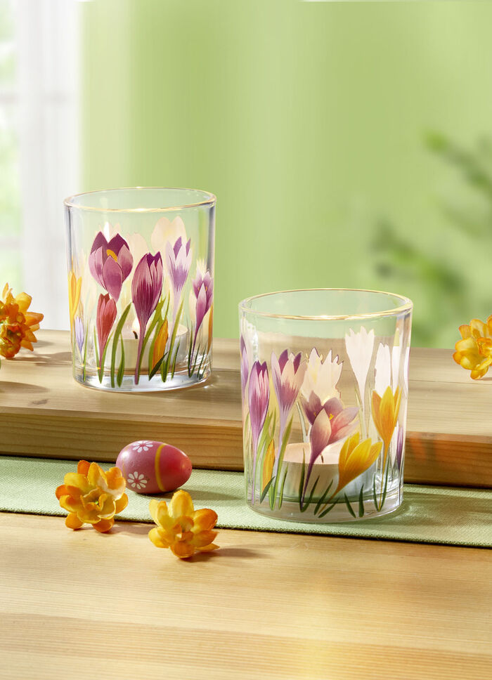 Lykta, set om 2, gjord av glas 