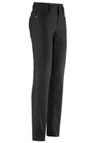 Byxor i trendig l&auml;derlook SVART