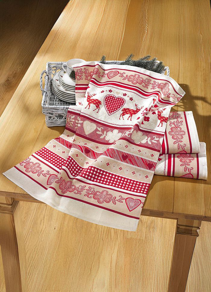 K&ouml;kshanddukar, set om 3, med vintermotiv 