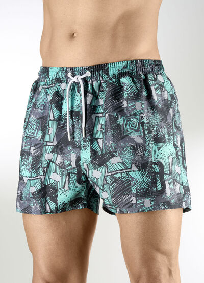 Badshorts med sidfickor, mikrofiber 