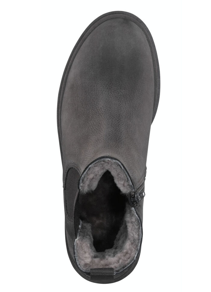 Trendiga ankelboots med mysigt lammskinnsfoder GRÅ