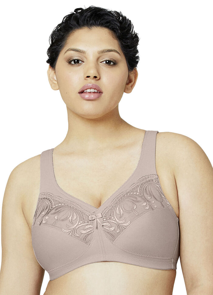 St&ouml;d-bh fr&aring;n Glamorise med broderad spets TAUPE