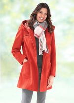 l&aring;ng jacka med l&auml;derimitation i nappal&auml;der 