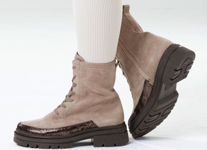 Waldl&auml;ufer, bekv&auml;ma damst&ouml;vlar, vinterskor, bredd H, med uttagbar fotb&auml;dd TAUPE