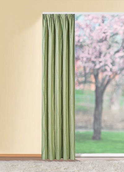 Övergardin med vågdesign och universal rälstejp 