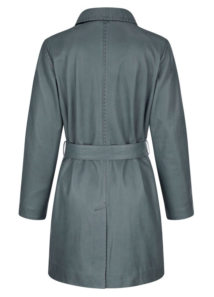 Kort skinnkappa med nedf&auml;llbar krage 