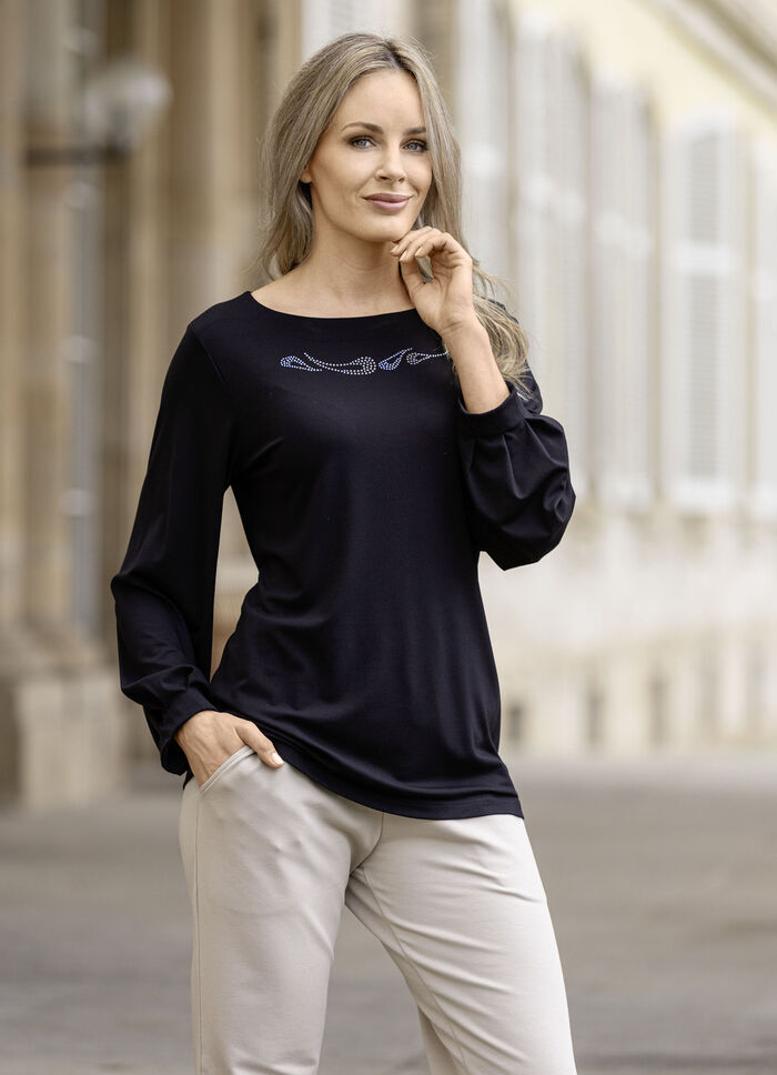 Skjorta med sofistikerade veckade kanter 