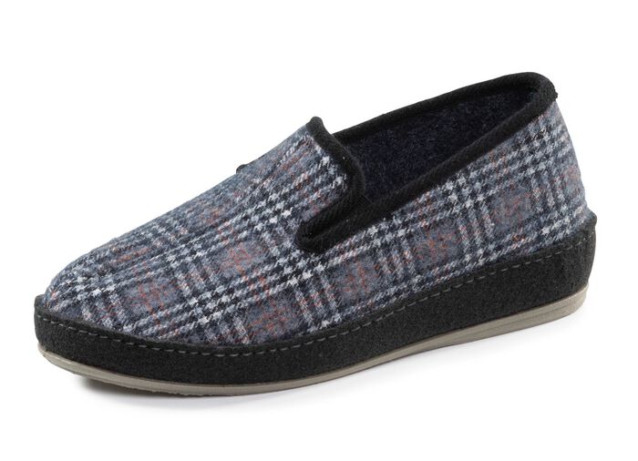 Textiltofflor med anatomiskt formad fotb&auml;dd BL&Aring;GR&Aring;-M&Aring;NGF&Auml;RGAD