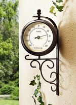 Radioväggklocka med termometer 