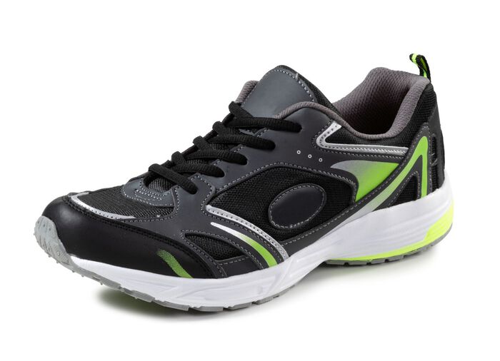 Sneakers med snörning av effektivt tryckt syntetmaterial SVART-GRÖN