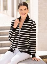 Kofta i randig design med genombrutna detaljer 