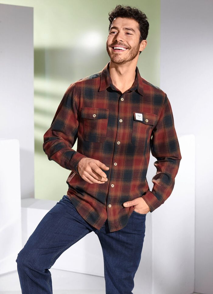 Rutig skjorta med br&ouml;stfickor med lock 