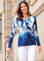 Finstickad tr&ouml;ja med djurtryck 