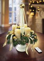 Adventskrans med LED &auml;kta vaxljus och tr&auml;st&auml;ll 