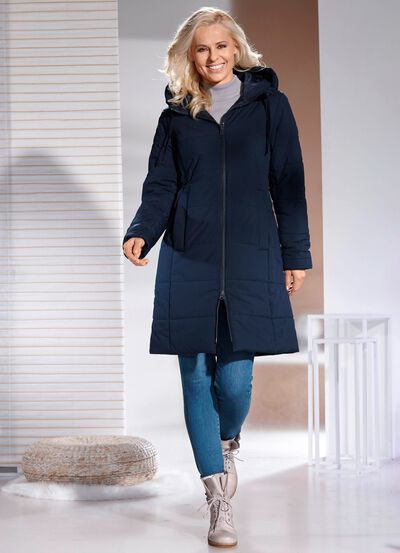 Kort kappa med fast huva 