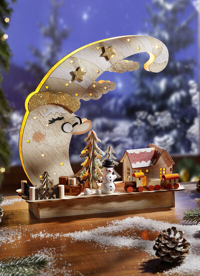 Upplyst trä dekoration 