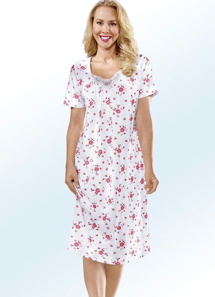 Tv&aring; paket nattlinnen med rund hals och all-over design 