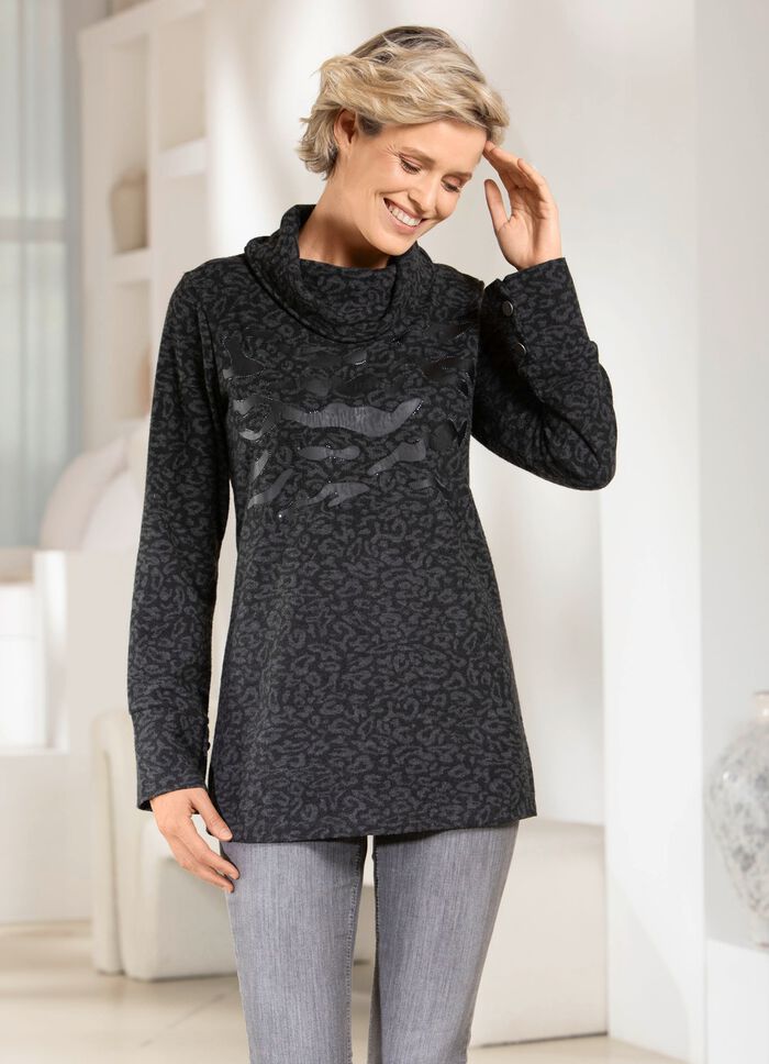 Turtleneck-skjorta med kontrasterande tryck 