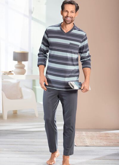 Tv&aring;pack pyjamas med v-ringning och &ouml;ppna f&aring;llar 