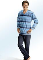 Pyjamasar i tvåpack med V-ringning, randmönster och bröstficka 1X STEN, 1X VATTEN