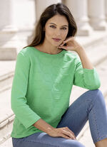 Pullover med grafisk struktur GRÖNT