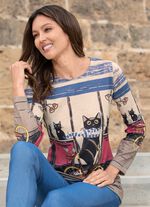 Skjorta med "kattmotiv" FLERF&Auml;RG