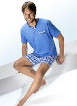 Shorty med knappsl&aring;, br&ouml;stficka och rutigt m&ouml;nster 