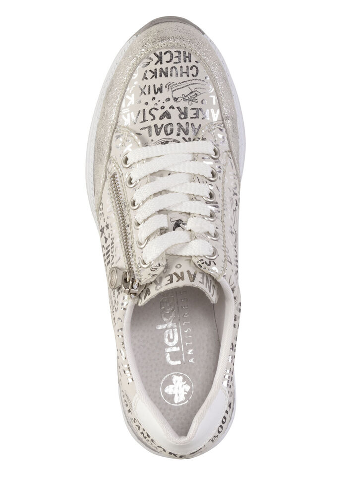 Rieker sneakers med snörning av tryckt syntetmaterial LJUSGRÅ-SILVER