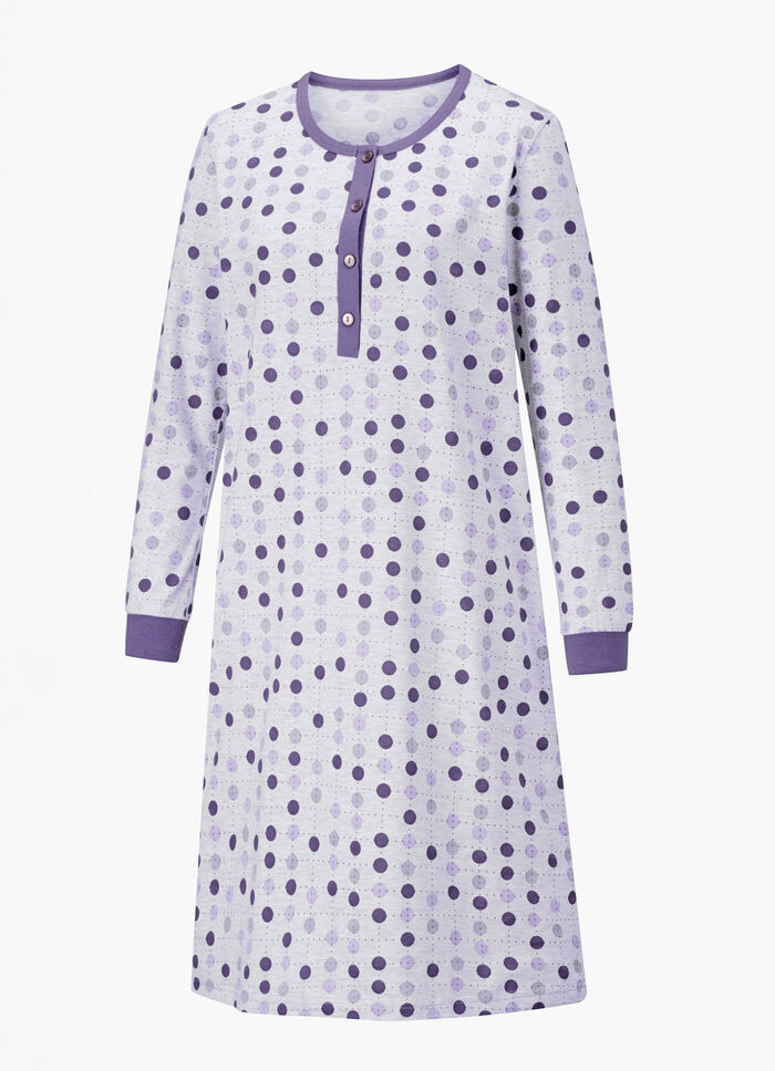 Två-pack nattskjortor, lång ärm med knappslå och muddar FUCHSIA/LILAC