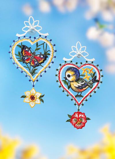 Plauener Spitze f&ouml;nsterbild, set om 2 