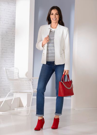 kort kavaj med fickor med dragkedja 