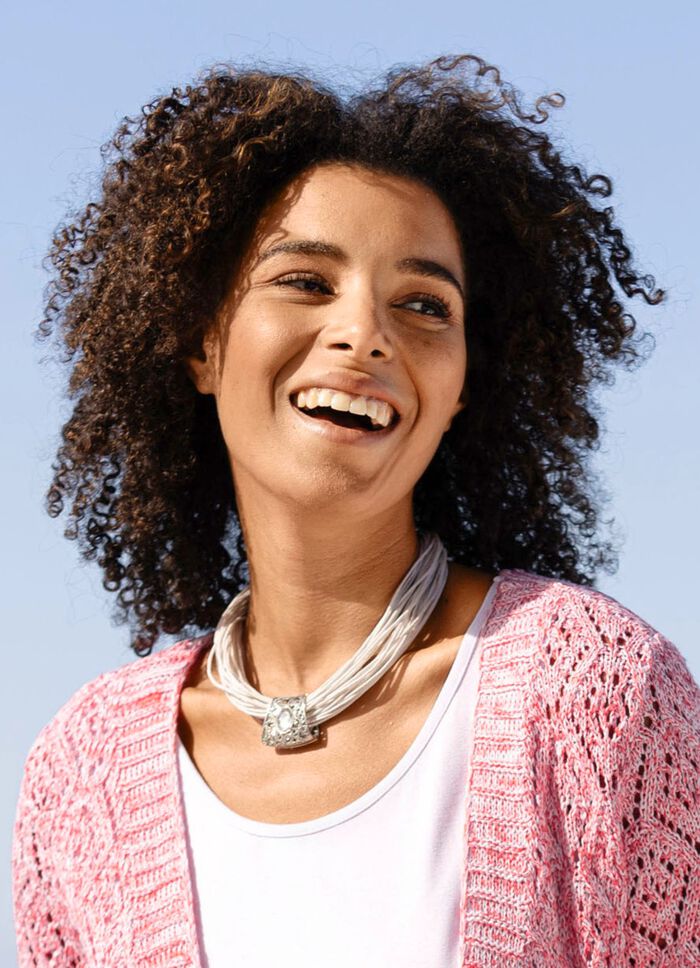 Textilhalsband med kristallstensh&auml;nge 