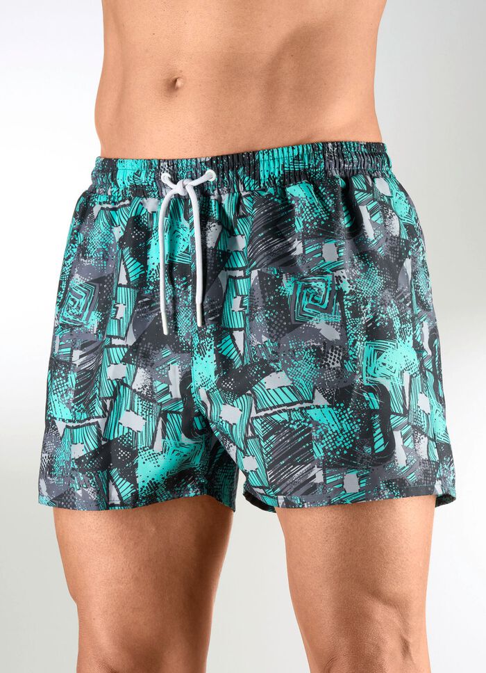 Badshorts med sidfickor, mikrofiber 