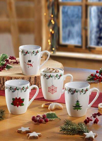 Julmuggar i stengods, set om 4 st 