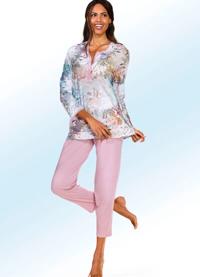 L&aring;ng&auml;rmad pyjamas med 7/8-byxor 