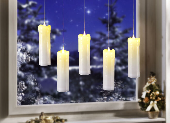 LED-ljus med transparent upphängning, set om 5 