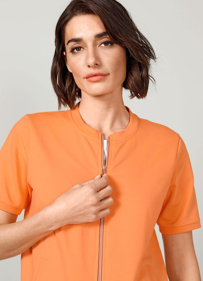 Mjukisjacka med ribbade &auml;rmslut 