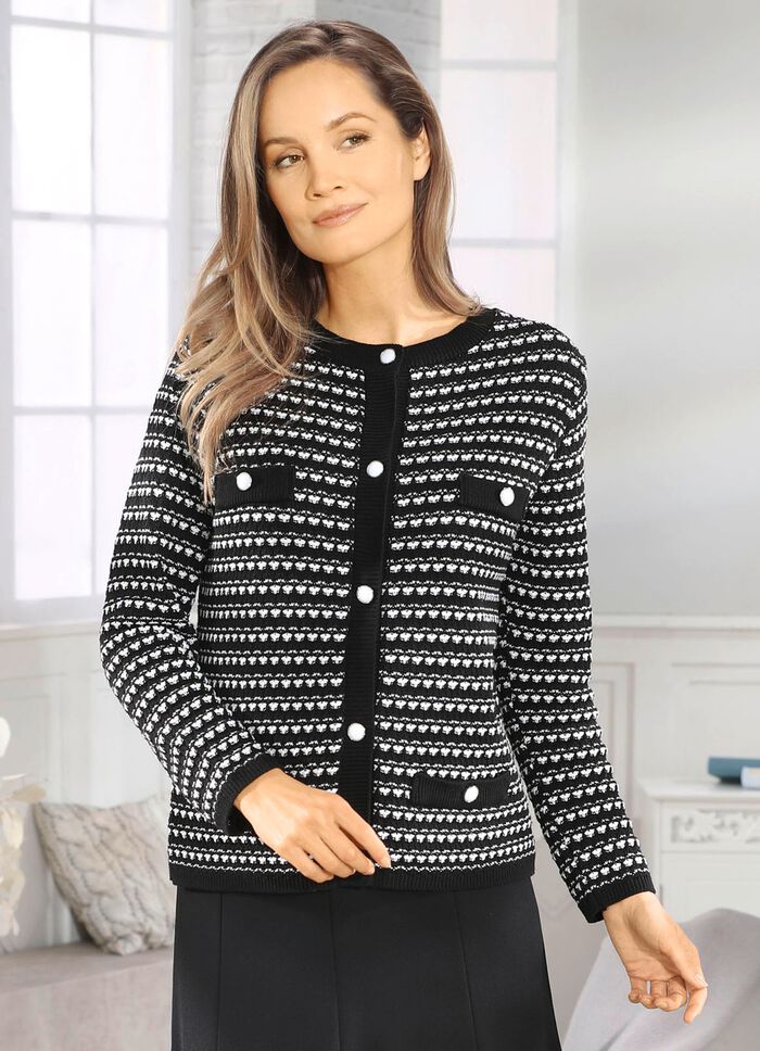 Cardigan med genomarbetad texturerad mix 