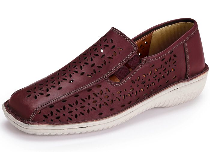 ELENA EDEN tofflor i skuggat nappal&auml;der BURGUNDI