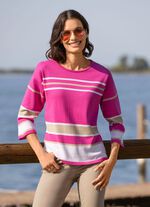 Randig tr&ouml;ja ROSA-VIT-BEIGE